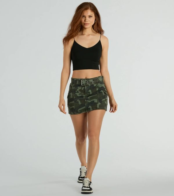 Cadet Girlie Mid-Rise Belt Camouflage Cargo Mini Skirt - Image 2