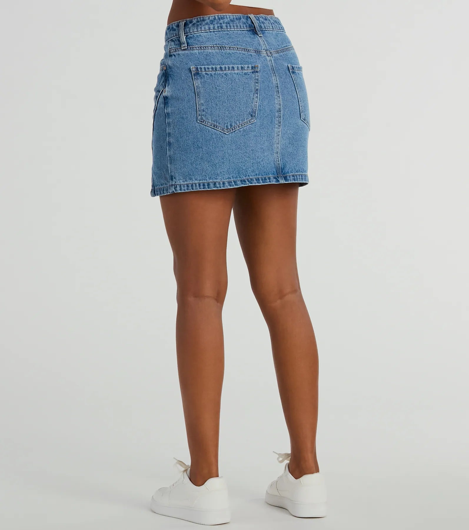 Playfully Perfect High Rise Slit Mini Denim Skirt - Image 3