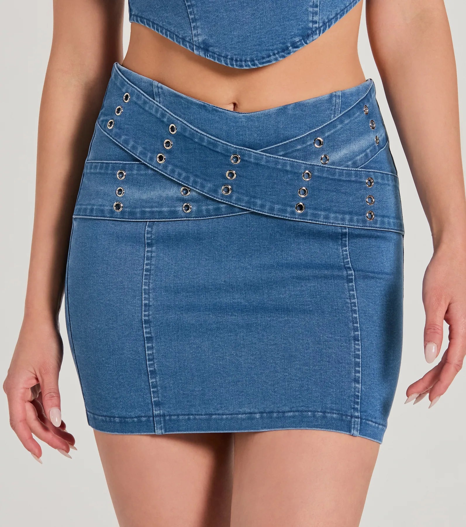 Daily Vibe Cross Belted Denim Mini Skirt - Image 3