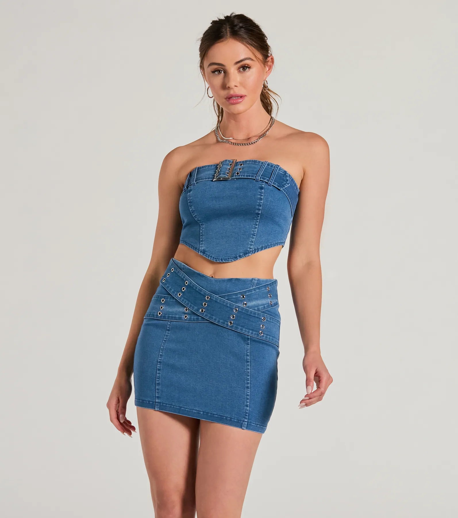 Daily Vibe Cross Belted Denim Mini Skirt - Image 4