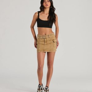 Top Of The Trends Belted Cargo Mini Skirt