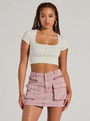 Cool Factor Cargo Denim Mini Skirt