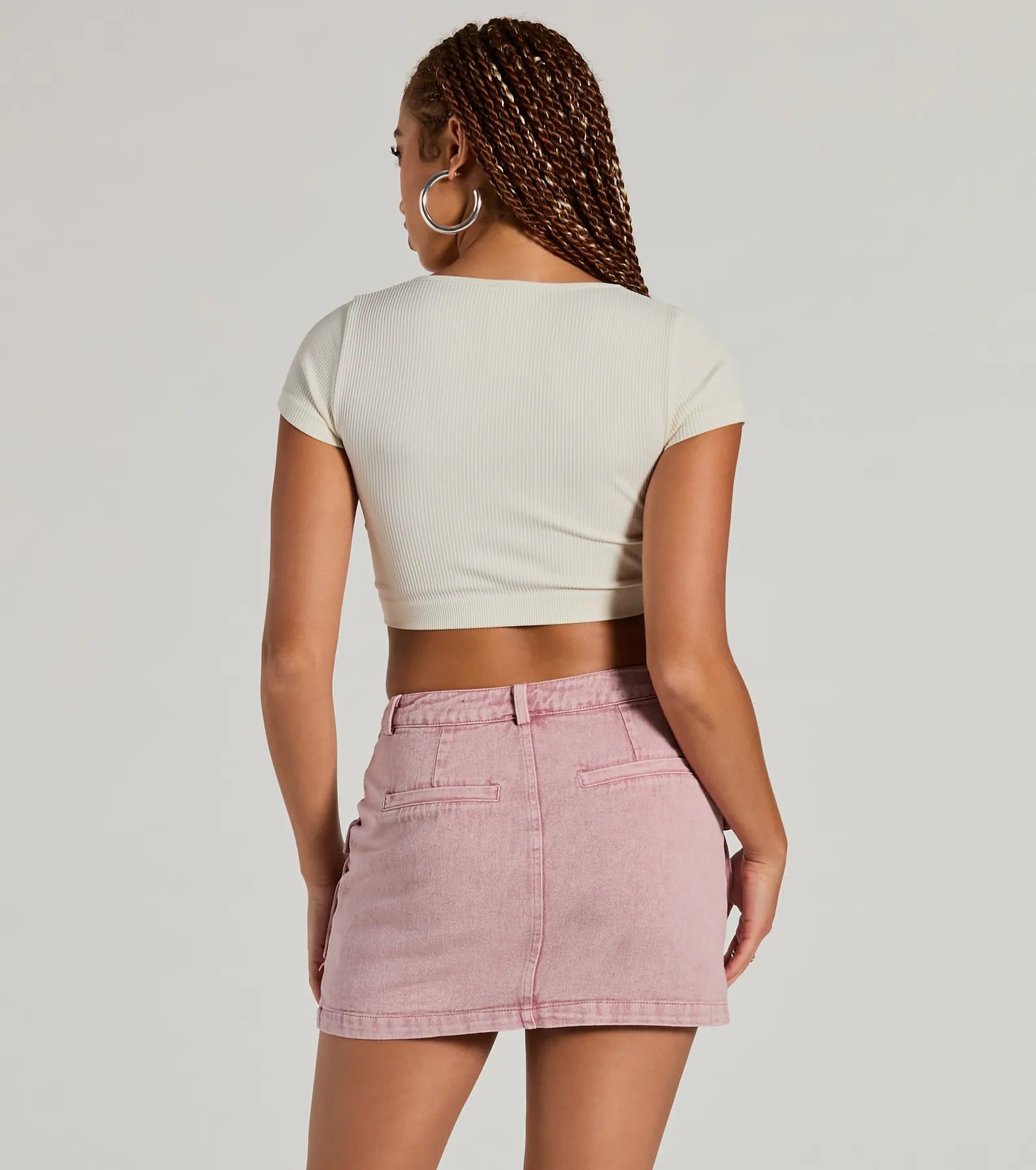 Cool Factor Cargo Denim Mini Skirt - Image 2