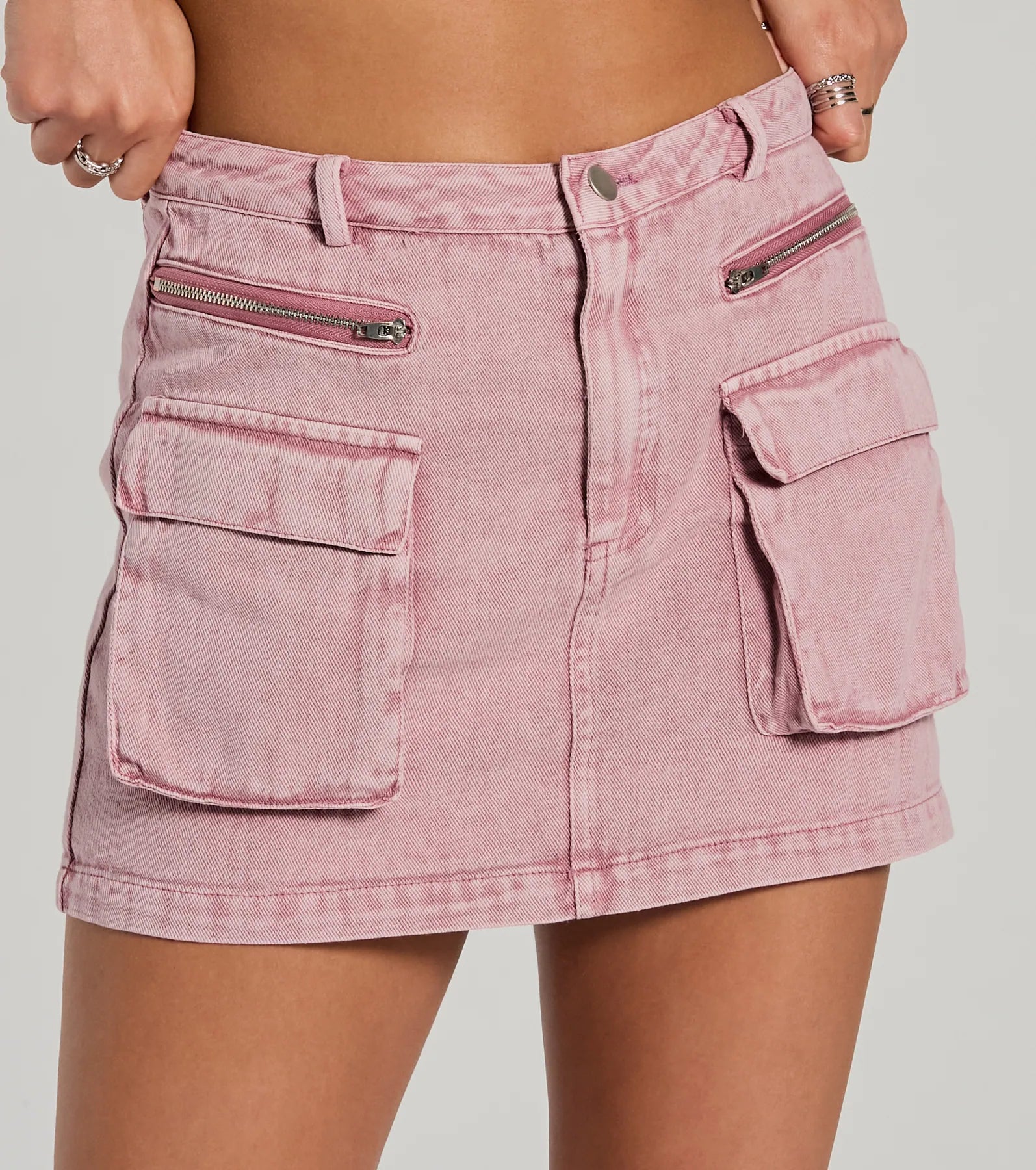 Cool Factor Cargo Denim Mini Skirt - Image 3