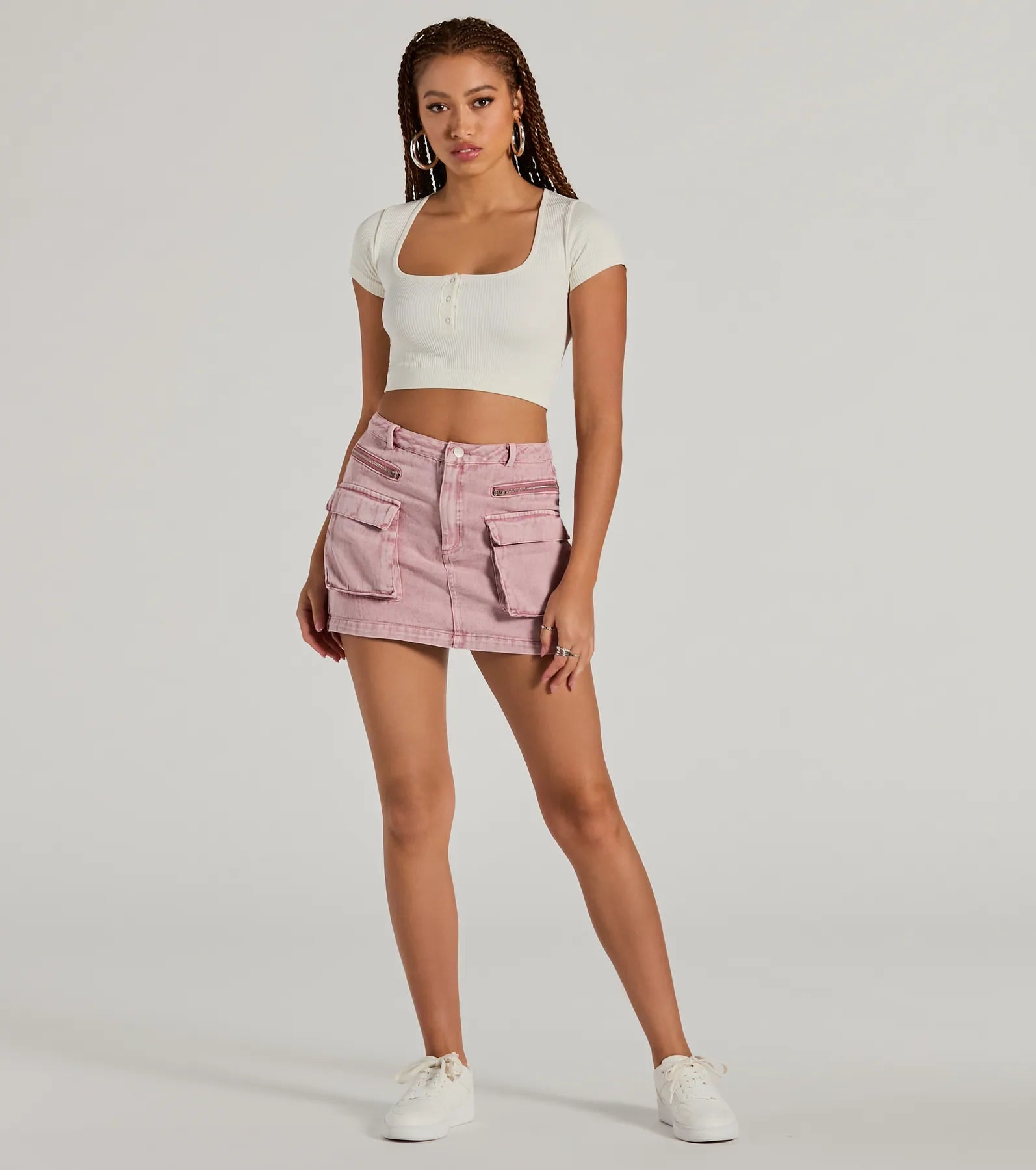 Cool Factor Cargo Denim Mini Skirt - Image 4