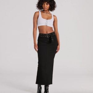 Exceptionally Cool High-Rise Belted Denim Maxi Skirt
