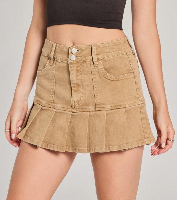 Sweetly Trendy High-Rise Pleated Denim Mini Skirt - Image 3