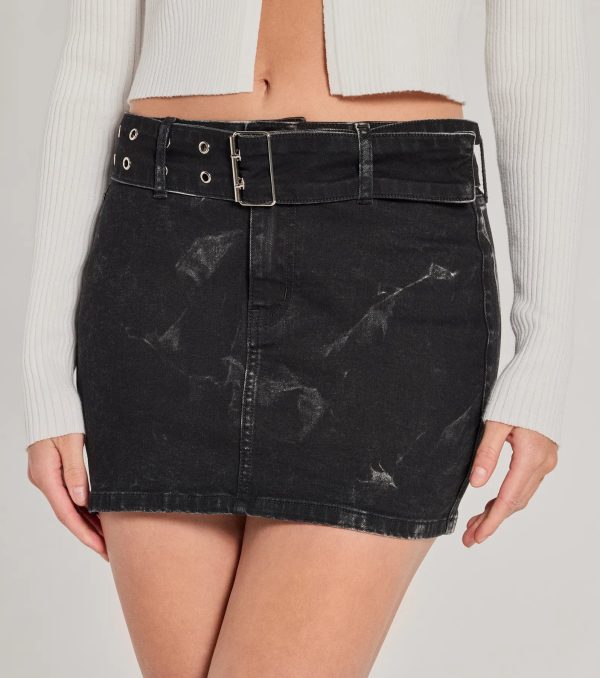 Coolest Style Bleach Dye Denim Mini Skirt - Image 3