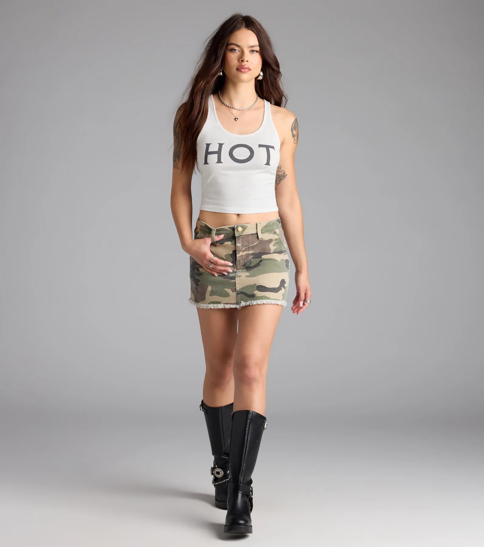 Cool In Camo Mid-Rise Denim Skirt - Image 2
