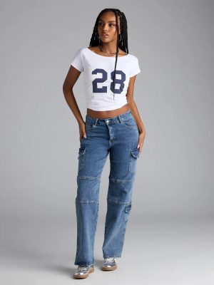 Street Style Straight-Leg Cargo Denim Jeans