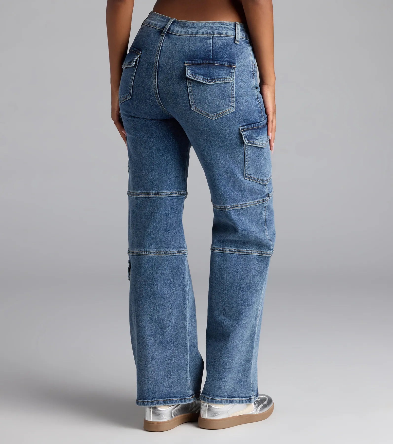 Street Style Straight-Leg Cargo Denim Jeans - Image 2