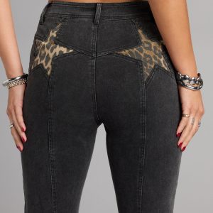 Wild Star Cheetah Mid-Rise Denim Jeans