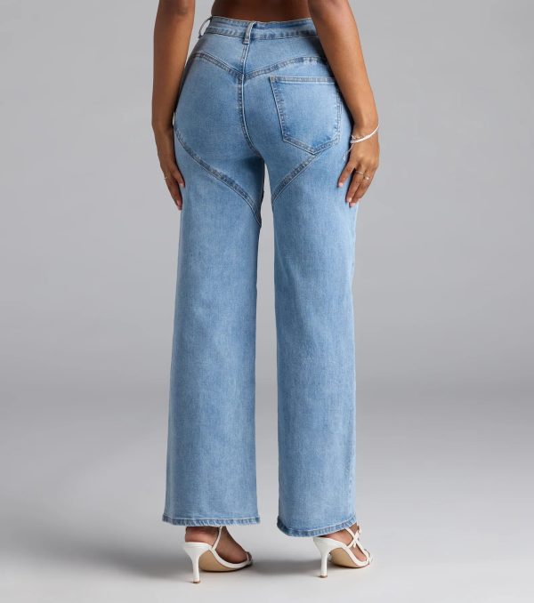 So Obsessed Rhinestone Cutout Straight Leg Denim Jeans - Image 6