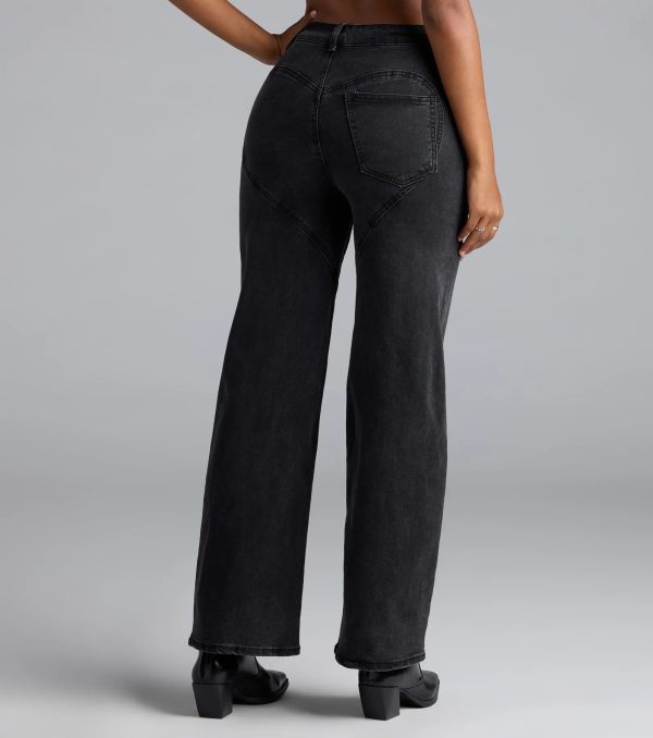 So Obsessed Rhinestone Cutout Straight Leg Denim Jeans - Image 2