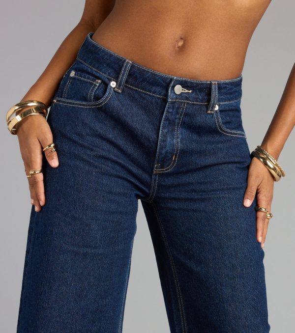 High Roll Mid-Rise Straight Leg Denim Jeans - Image 3
