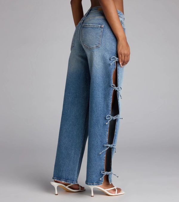 Tied Up in Denim Bow Mid-Rise Denim Jeans - Image 3
