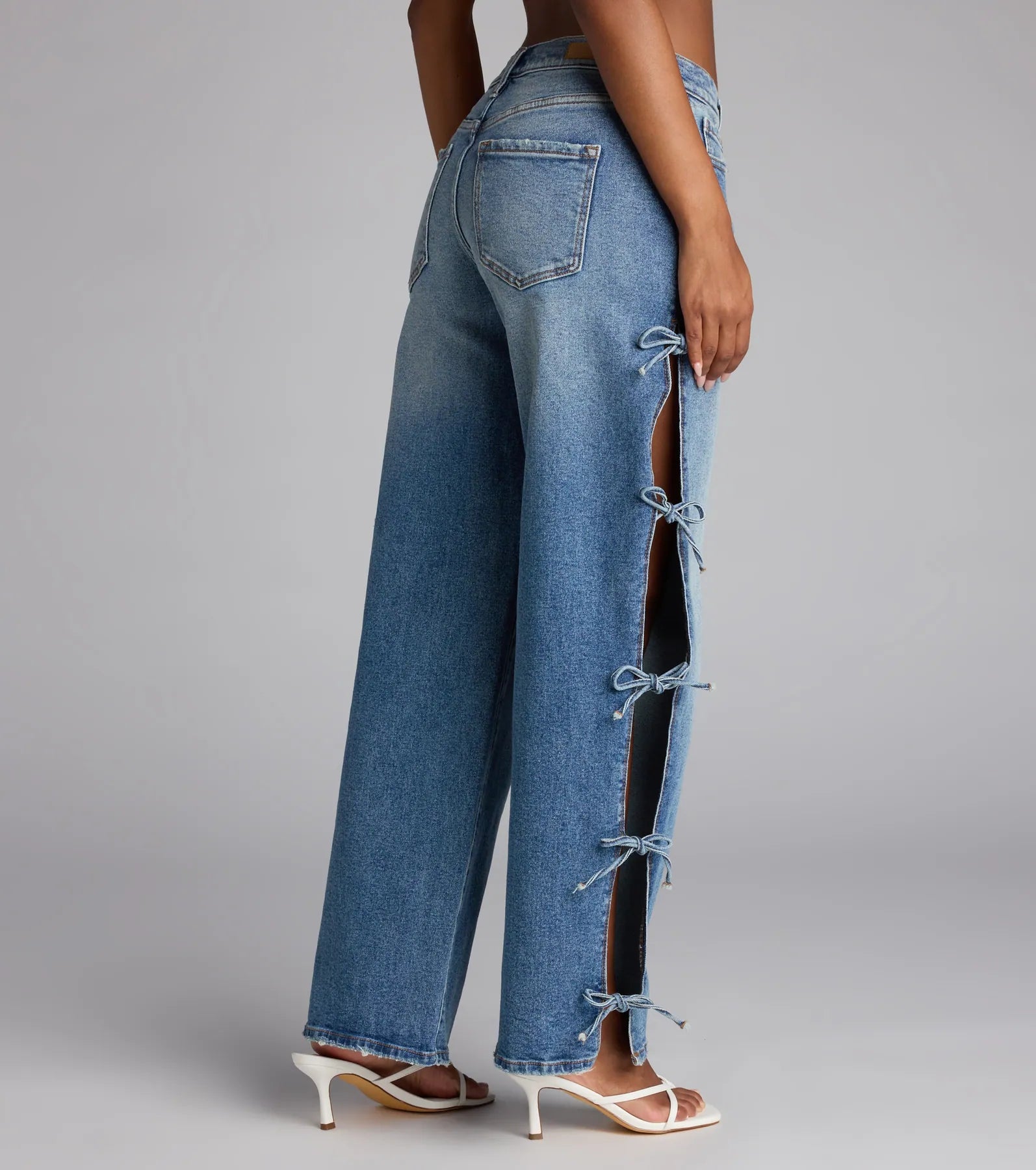 Tied Up in Denim Bow Mid-Rise Denim Jeans - Image 3