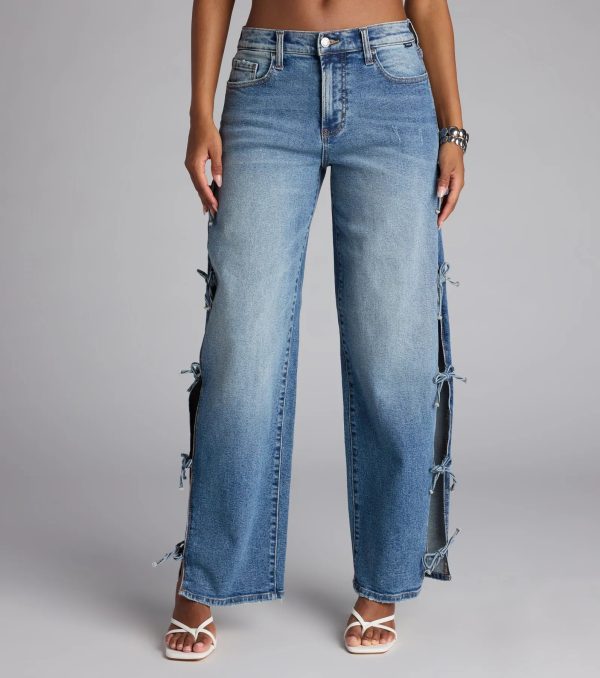 Tied Up in Denim Bow Mid-Rise Denim Jeans - Image 5