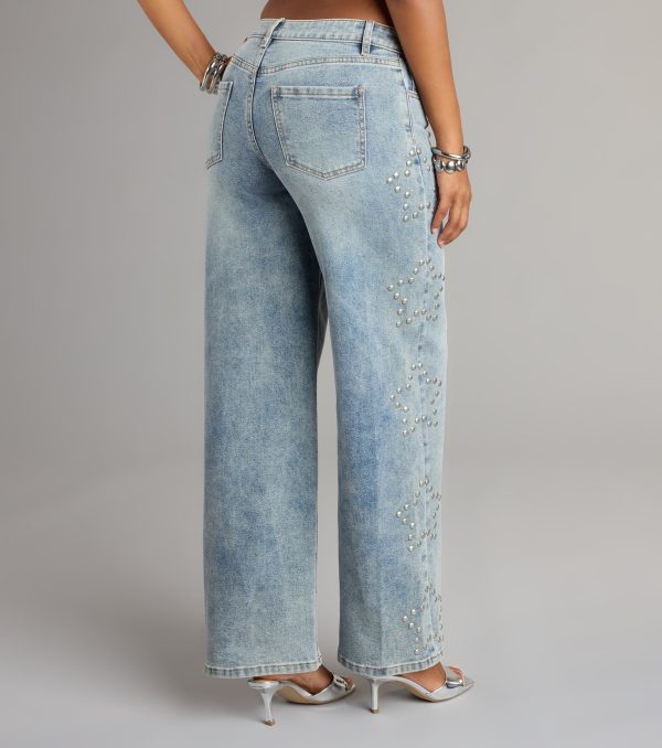 Starry Eyed Studded Wide Leg Denim Jeans - Image 3