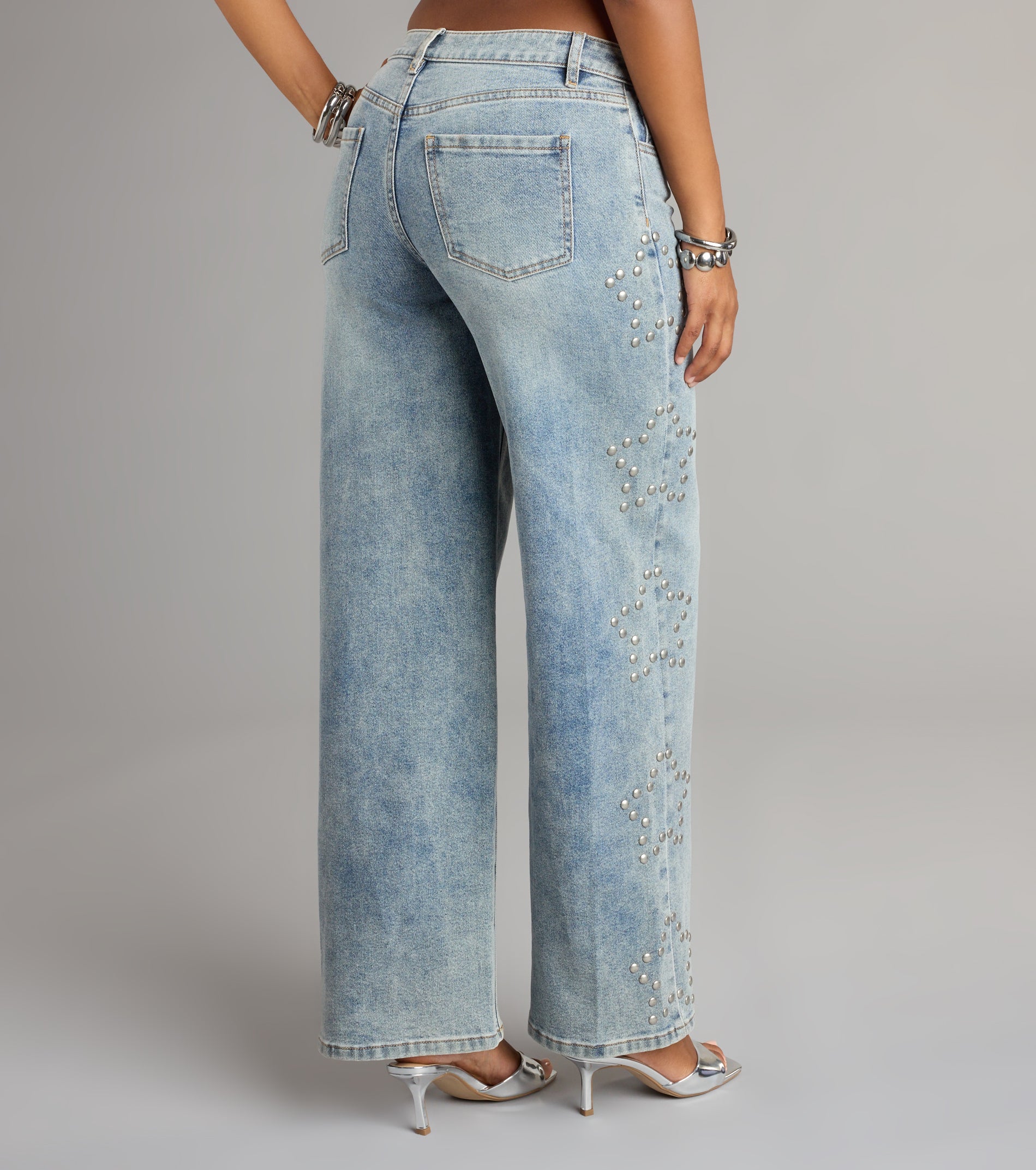 Starry Eyed Studded Wide Leg Denim Jeans - Image 3