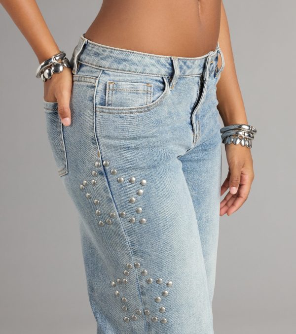 Starry Eyed Studded Wide Leg Denim Jeans - Image 4