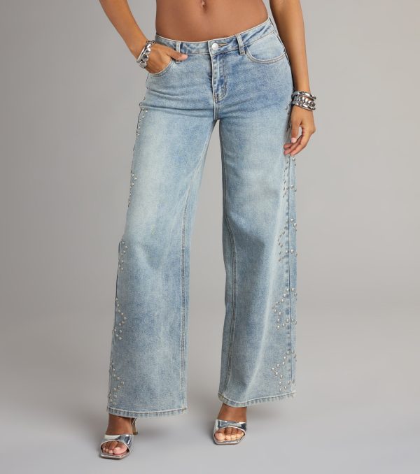Starry Eyed Studded Wide Leg Denim Jeans - Image 5