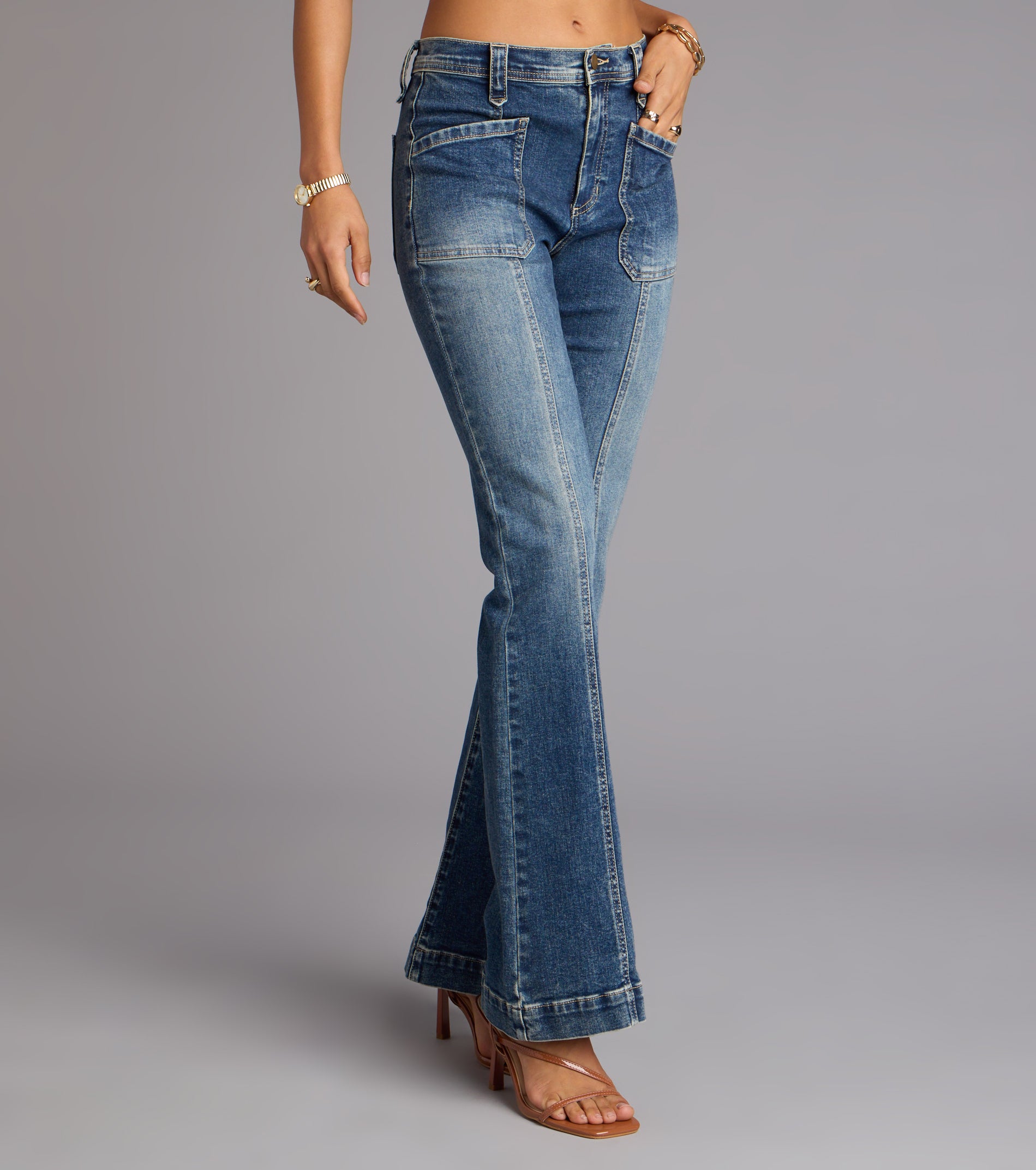Street Flare Mid-Rise Flare Denim Jeans - Image 4