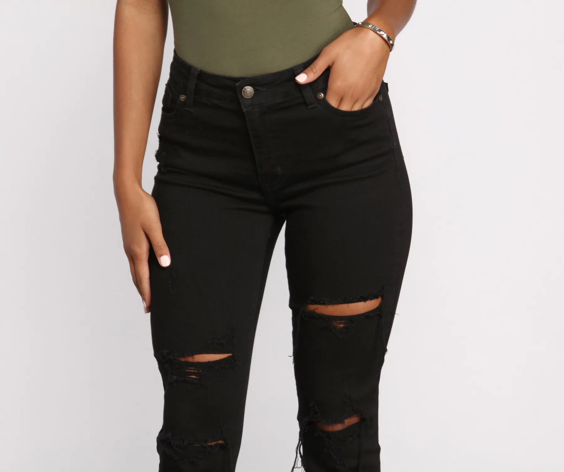 Clara High Rise Destructed Skinny Jeans - Image 3