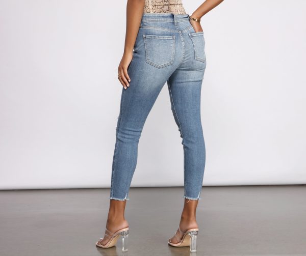 Clara High Rise Destructed Skinny Crop Jeans - Image 2