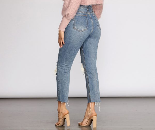 High Waist Distressed Denim Pants - Image 4