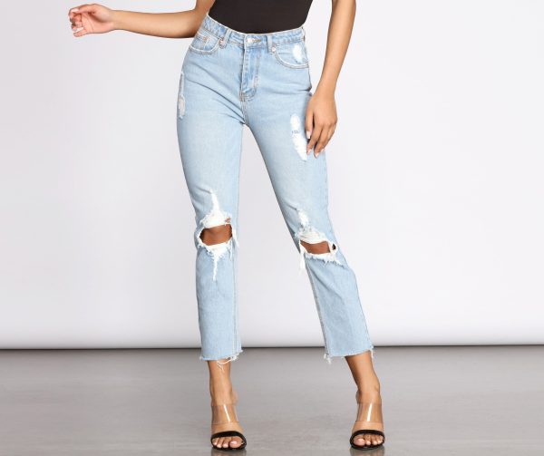 High Waist Distressed Denim Pants - Image 6
