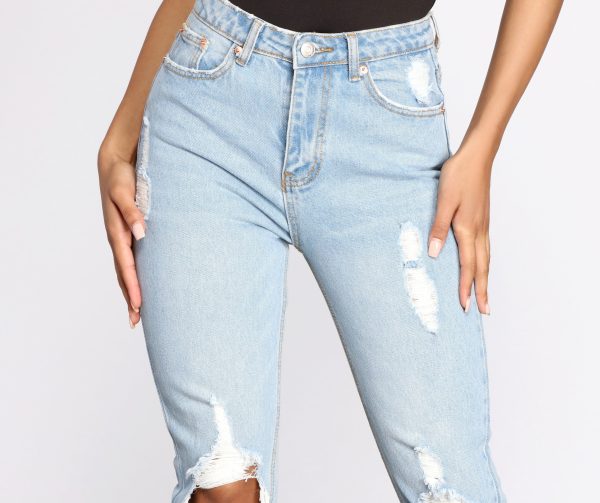 High Waist Distressed Denim Pants - Image 9
