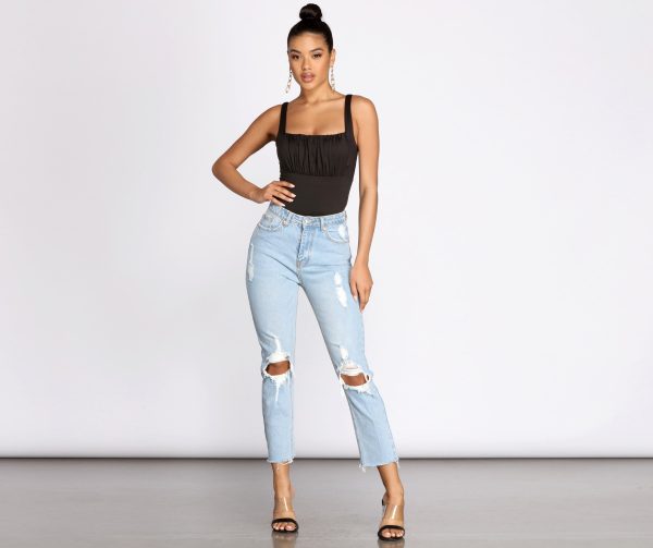 High Waist Distressed Denim Pants - Image 8