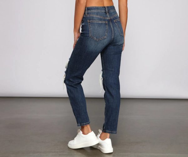 Tobi High Rise Destructed Mom Jeans - Image 3