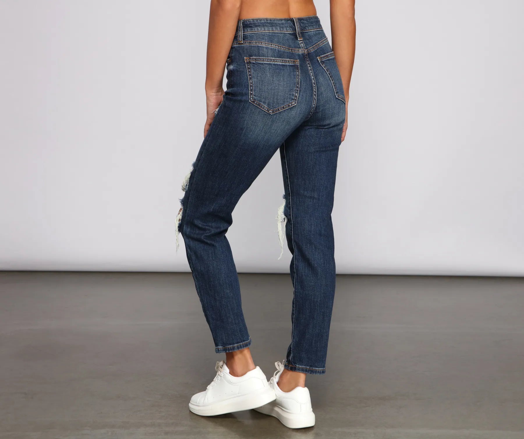 Tobi High Rise Destructed Mom Jeans - Image 3