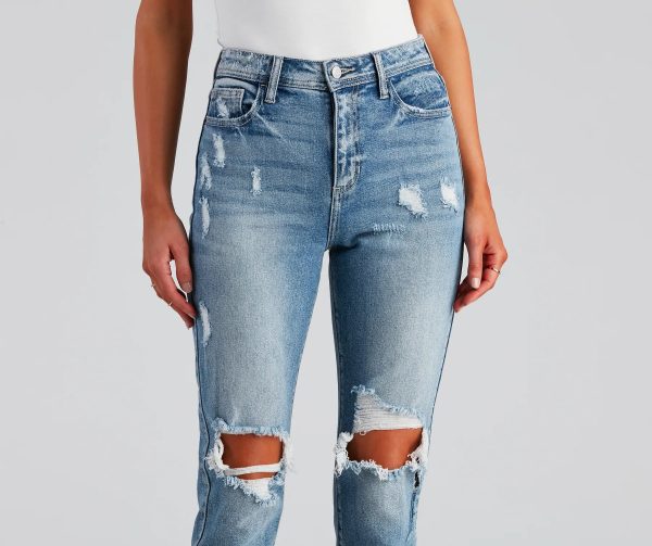 High-Rise Distressed Mom Skinny Jeans - Image 4