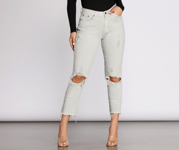 High Waist Distressed Denim Pants - Image 14