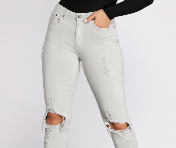High Waist Distressed Denim Pants - Image 16