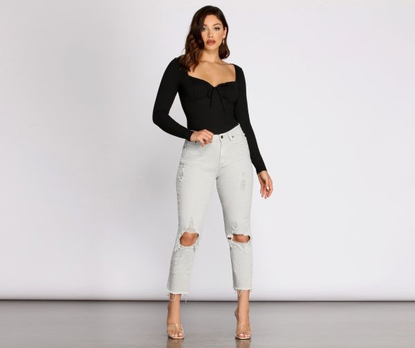 High Waist Distressed Denim Pants - Image 17