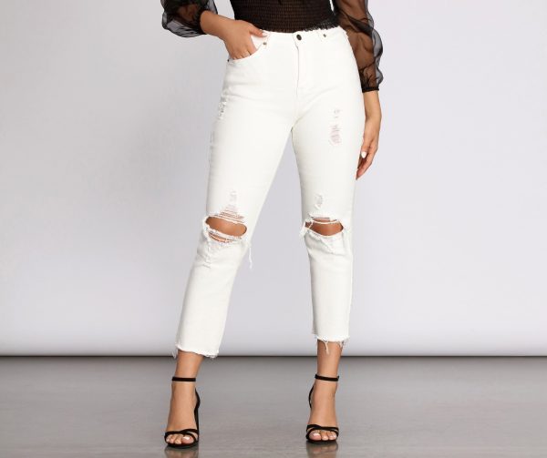 High Waist Distressed Denim Pants - Image 18