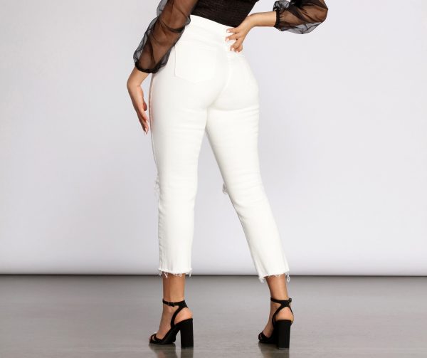 High Waist Distressed Denim Pants - Image 19
