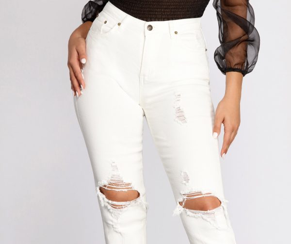 High Waist Distressed Denim Pants - Image 20