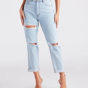 High Rise Drama Destructed Jeans