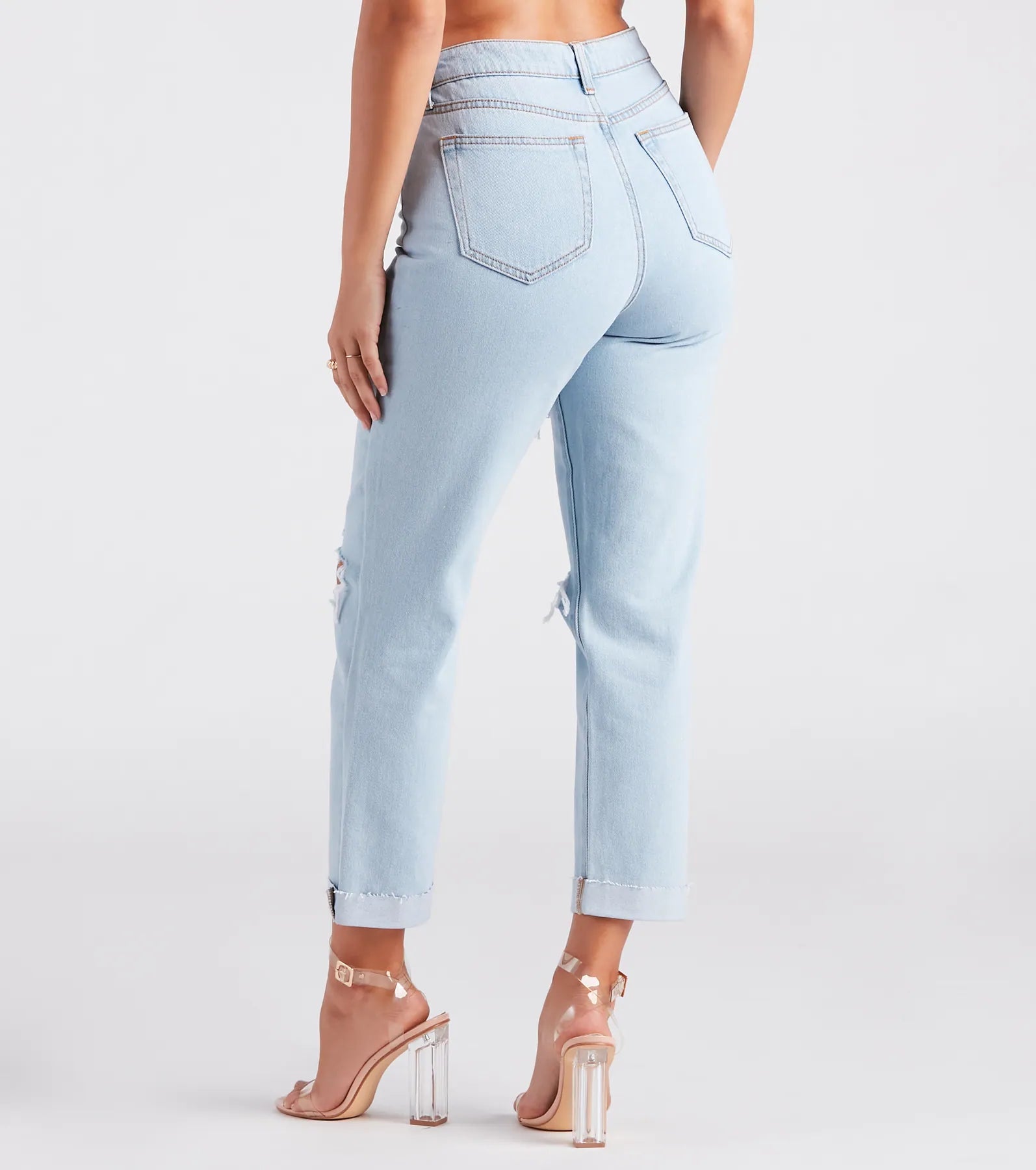 High Rise Drama Destructed Jeans - Image 3