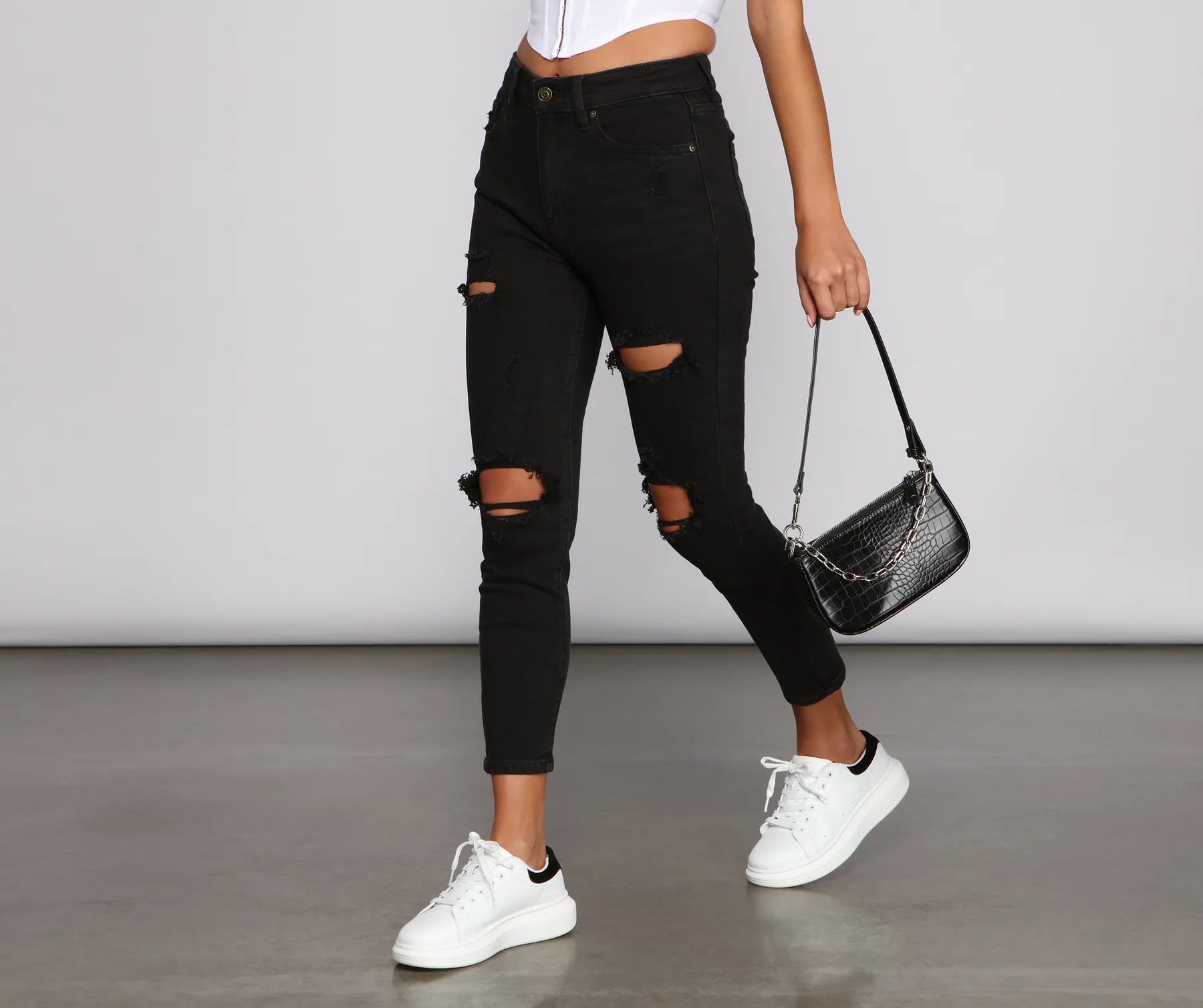 Bella High Rise Destructed Skinny Jeans - Image 2