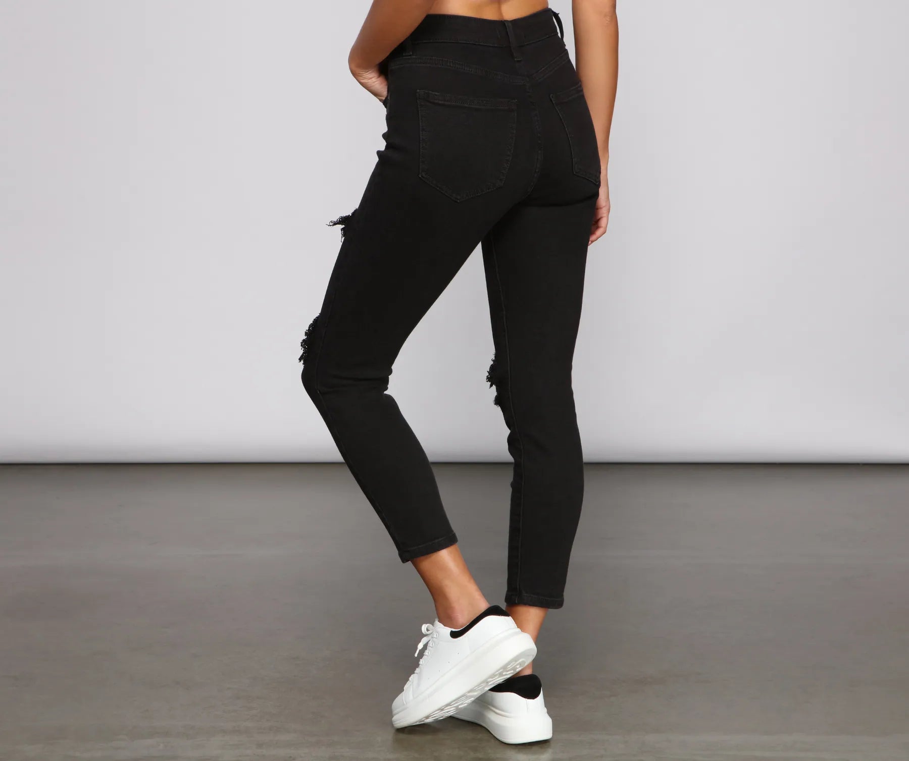 Bella High Rise Destructed Skinny Jeans - Image 3