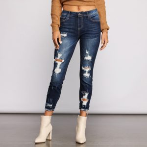 On Your Mind Distressed Cropped Skinny Jeans