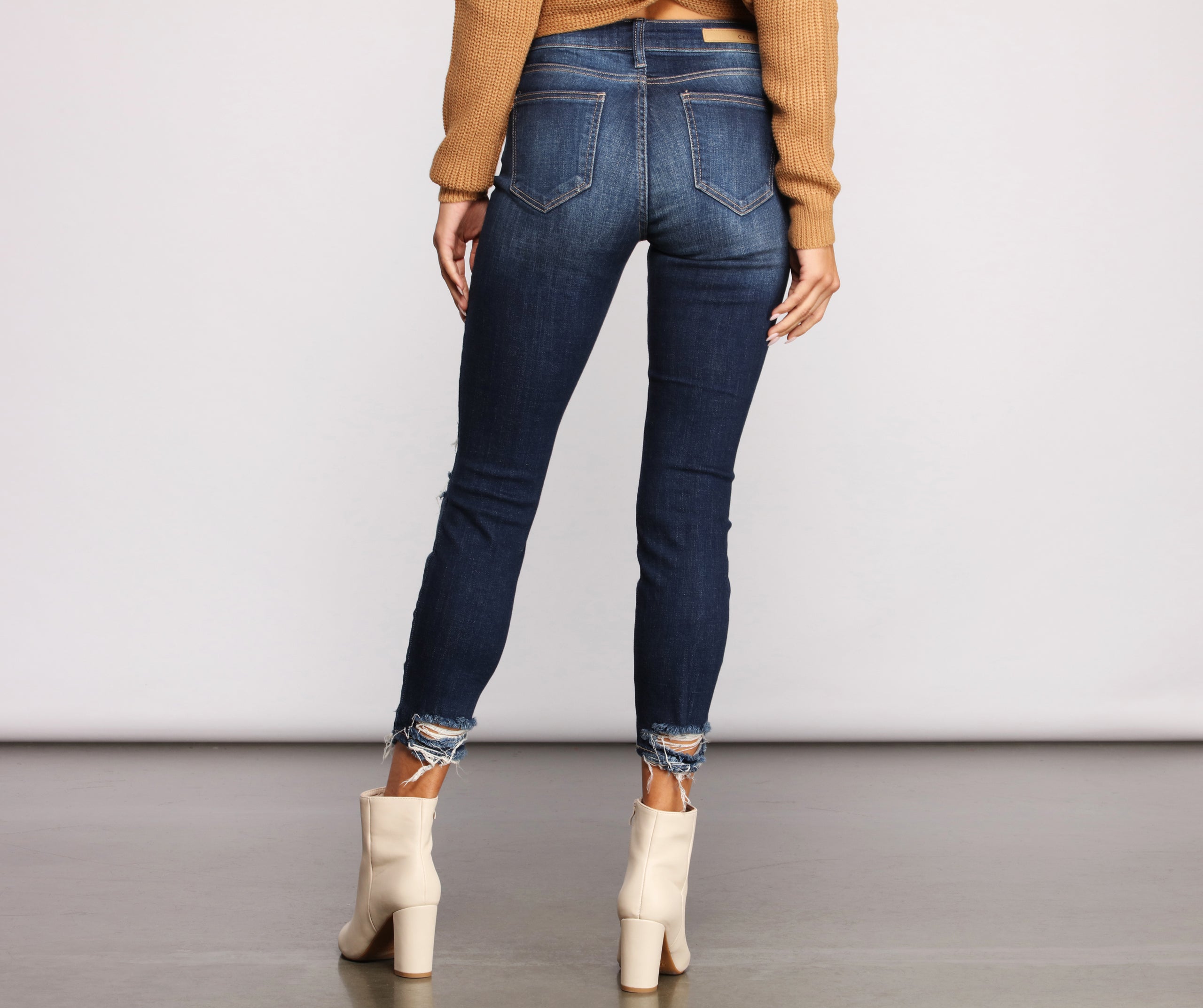 On Your Mind Distressed Cropped Skinny Jeans - Image 2