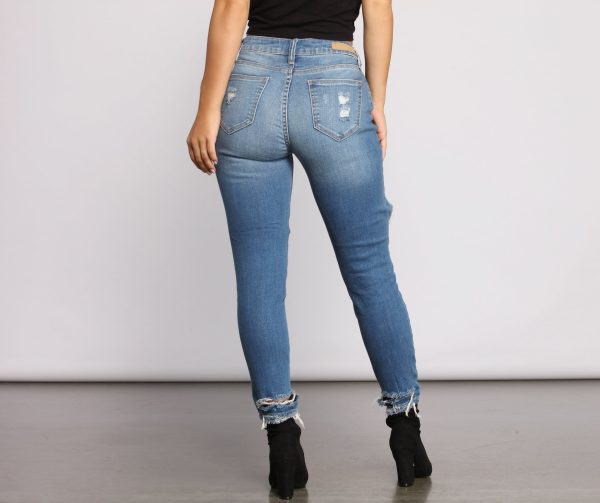 Edgy Appeal Mid Rise Cropped Skinny Jeans - Image 2