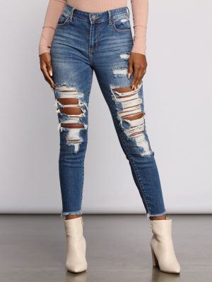 Fab and Frayed Distressed Skinny Jeans